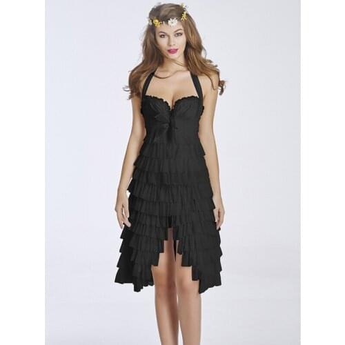 Walson GOTHIC CORSET STEAMPUNK RUFFLE FISHTAIL Satin Ladies Summer Corset Dress S-2XL Size