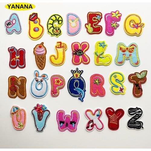 Animal Alphabet English Letter Embroidery Iron On Patch For Clothing Badge Paste For Clothes Bag DIY