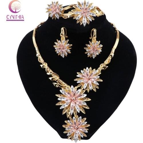 CYNTHIA Crystal African Beads Jewelry Set Nigerian Wedding For Women Necklace Ethiopian Jewelry Wedding Gold Set Costume Jeweler