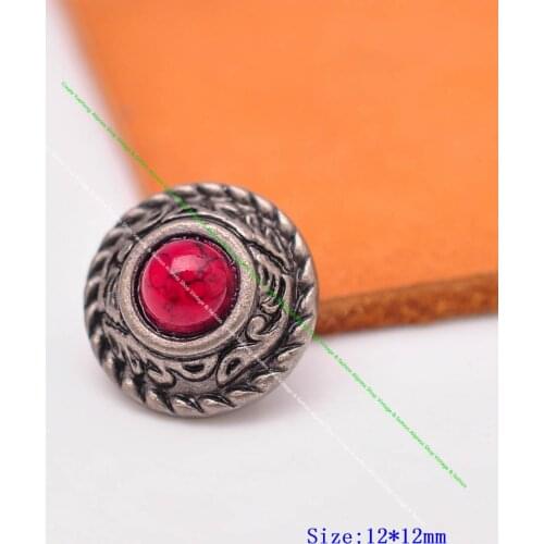 10Pcs 12mm Antique Silver Floral Rope Side Leathercraft Belt Accessories Western Saddle Tack Red Turquoise Concho Screwback