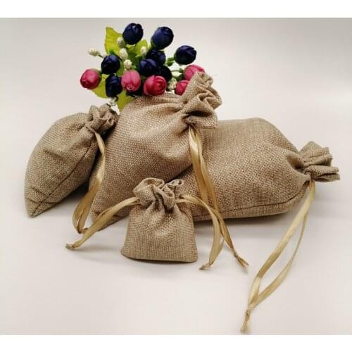 20pcs Silk Ribbon Jute Bag Sack Drawstring Bag Small Jewelry Bags Pouch for Jewelry Packaging Display Wedding Christmas Gift Bag