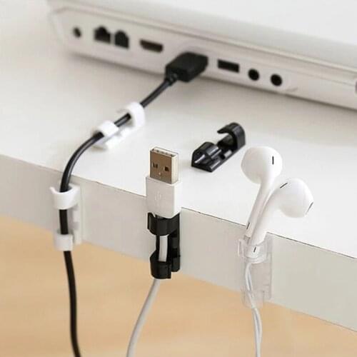 20pcs Cable Organizer Clips Desktop & Workstation ABS Wire Manager Cord Holder USB Charging Data Line Bobbin Winder