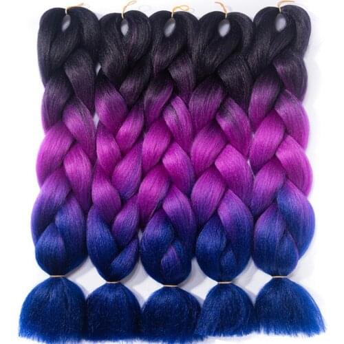 24inch Ombre Synthetic Braiding Hair Crochet Hair Extensions Jumbo Braids Hairstyles Pink Blonde Red Blue 5pcs/lot 100g/pcs