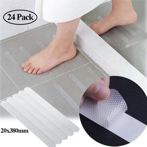 24pc 38cm Anti-Slip Strips Shower Stickers Bath Safety Strip Transparent Non Slip Strips Sticker For Bathtubs Shower Stair Floor