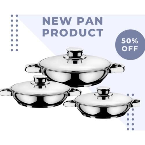 6 PIECE OMELETTE FOOD COOKING SET Dimensions: 14 cm, 16 cm, 18 cm 18/10 Cr-Ni Stainless Steel