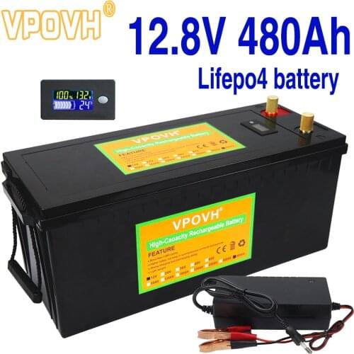 12V 380Ah 480AH LiFePO4 Battery 12.8V Lithium Power Batteries 4000 Cycles For RV Campers Golf Cart Off-Road Off-grid Solar Wind