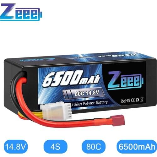 Zeee 4S Lipo Battery 14.8V 80C 6500mAh Lipo Battery with Deans Plug Hardcase Battery For RC Car Boat Truck Airplane UAV RACING