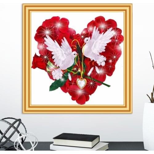 DIY 5D Diamond Painting "Dove love rose" Cross Stitch Kit Full Drill Embroidery Mosaic Art Picture Crystal Crafts Decor Sale