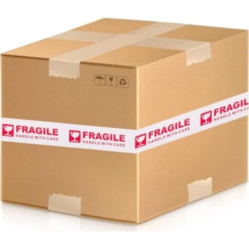 White and Red Fragile Packing Tape Handle with Care Bopp Shipping Warning Sticker Label