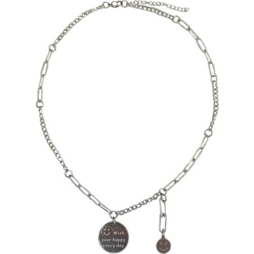 MIQIAO Full Body Titanium Steel Necklace Lock Hip Hop European and American Smiley Necklace Necklace 2020 Trend Jewelry