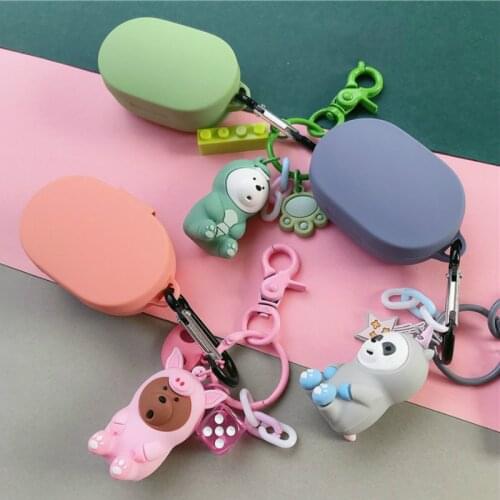 Cute Bear Earphone Cover for Redmi Airdots Case Keychain Cute Protection Frame Lovely Cartoon Bear for Mi Airdots Earphone Case