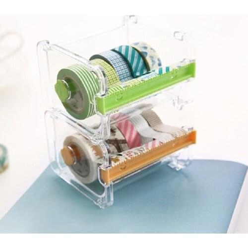 Masking Tape Dispenser Washi Tape Storage Box Cutter Holder For Kids Stationery Plastic Tape Desk Organizer School Office Supply