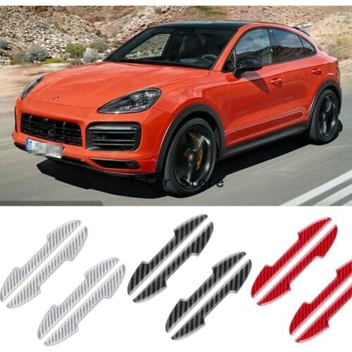 For Porsche 718 Boxster Cayenne Cayman Macan Panamera Car Side Door Edge Guard Bumper Trim Protector 4pcs Carbon Fiber Stickers