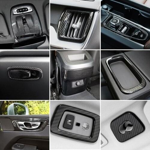 For Volvo XC60 2018-2020 Carbon Fiber Color Car Styling Molding Trim Interior Accessories Central Console Decoration Sticker