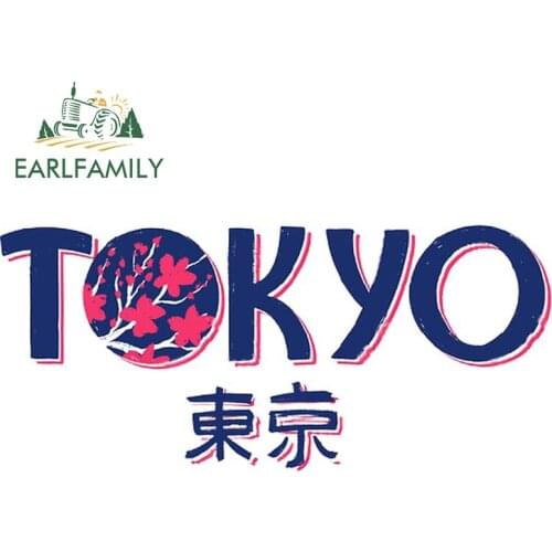 EARLFAMILY 13cm x 6cm Auto Car Sticker Tokyo Japanese Text Decal Wall Door Stickers Motorcycle Beauty Car Accessories