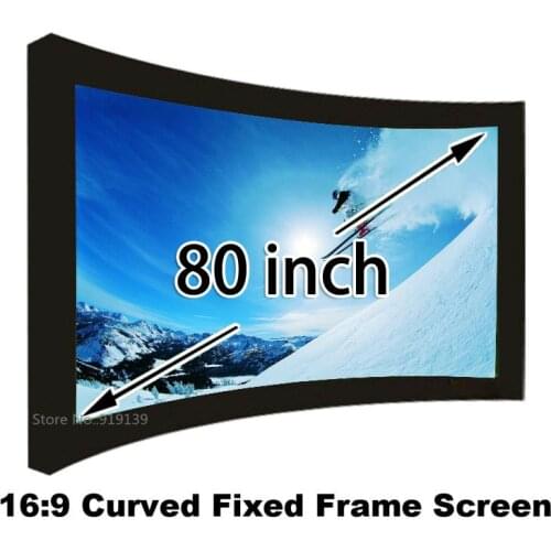 16:9 Cinema Black Velvet Curved Fixed Frame Projector Screen 80 Inch 3D Projection Screen Best For Home Theater