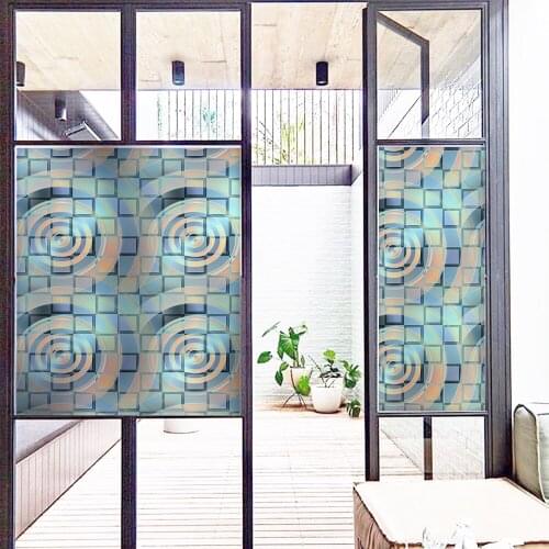 European Colorful Retro Geometry Window film glass stickers opaque shading bedroom glass door decoration film window stickers