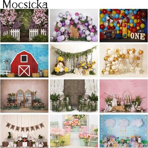 Children Baby Birthday Portrait Photography Backdrop Cake Smash Professional Studio Photo Props Spring Floral Party Decorations