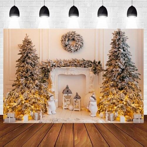 Christmas Photography Backdrops Background Fireplace Winter Snow Tree Window Baby Photocall Portrait Background For Photo Studio