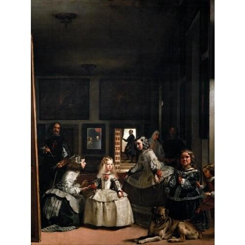 Giant poster classical portrait canvas painting details from Velazquez Diego Rodriguez The Family of Felipe IV or Las Meninas