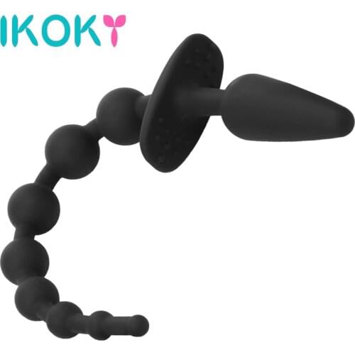 IKOKY Double Head Anal Bead Tail Butt Plug Sex Toys For Men Women G-spot Stimulation Anal Plug Prostate Massager Adult Products