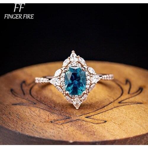 Exquisite blue gem diamond birthday anniversary gift Ladies Ring