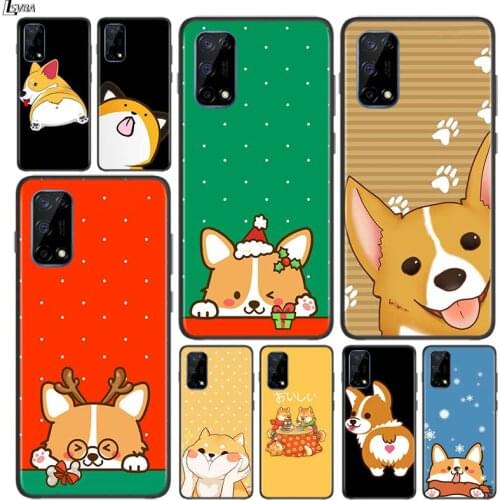 Corgi Dog Cute Cartoon for OPPO Realme V15 X5 X3 X50 X7 X2 C17 C11 C3 C2 7 7i 6 6S 6i 5 Narzo 20 Pro Black Phone Case