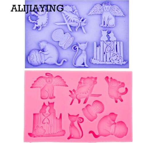 M0575 cartoon cat and mouse silicone fondant mold for cake decoration/chocolate mould cake tools