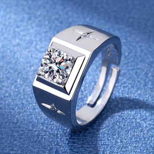 White Zircon Full Crystal Rings For Men Hip Hop Engagement Ring Jewelry Wedding Ceremony Ring Adjustable opening