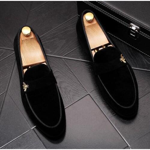 Fashion designer wedding Shoes for Men Faux Suede decoration flat shoes Man Party dress Formal prom business shoes