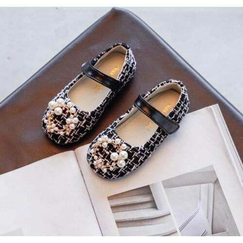 Fashion Pearl Rhinestones New Baby Girls Leather Shoe Braid Kids Princess Toddler Party ChildrenS Dance Shoes 1 2 3 4 5 6 Years