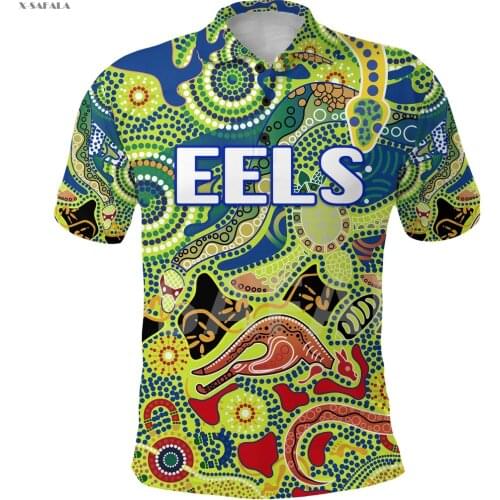 Eels Indigenous Naidoc Parramatta 3D Full Printed Men Women 2 Thin Polo Shirt Collar Short Sleeve Street Wear Casual Tee