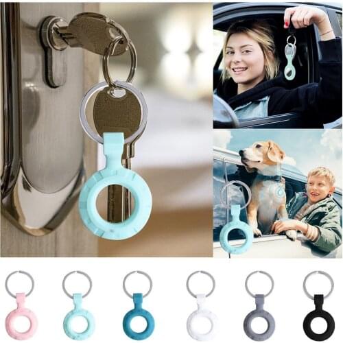 Soft Silicone Protective Sleeve For Apple Airtags Tracker Anti-lost Device Protective Case Metal Ring Buckle Key Rings for Car