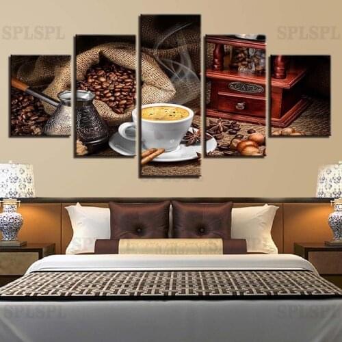 Canvas Wall Art Pictures For Living Room Framework 5 Pieces Coffee Artistic Painting Modular HD Prints Kitchen Poster Home Decor