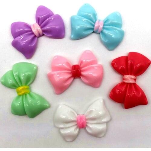 New 23*33mm Bow Resin 10pcs DIY Handmade Material Home Decor Accessories Colorful mix Cute Fashion
