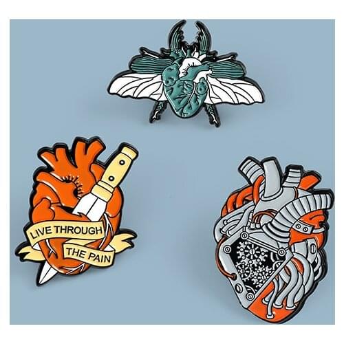 New Animal enamel pins for kids friend creative cartoon insect creative heart series brooches badge