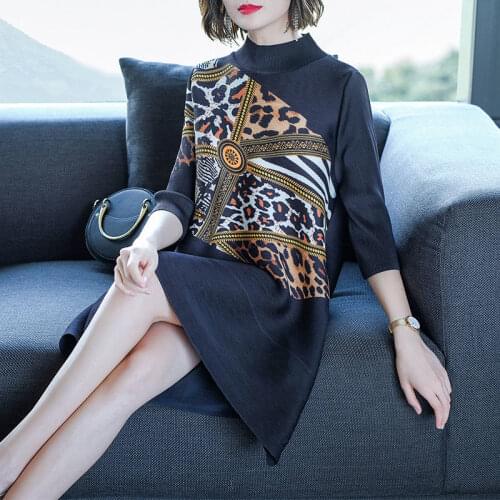 Spring and summer Korean temperament loose thin dress 2021 fashion leopard print pleated A-line dress