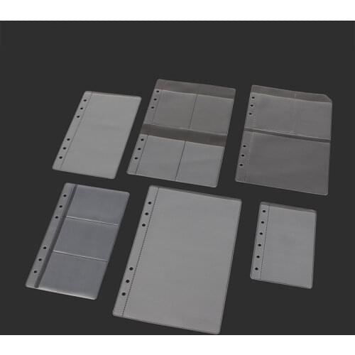 10Pcs PVC A5A6A7 Transparent Storage Card Holder Binder Rings Notebook 6 Hole Pouches Document Postcard Bank Planner Accessories