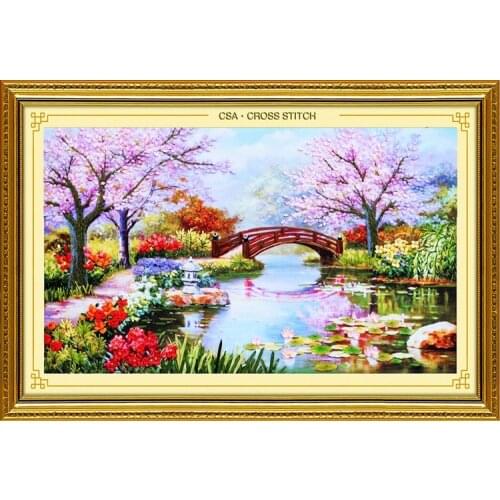 Needlework,Chinese DIY Ribbon Cross stitch Sets for Embroidery kit,beautiful Purple flowers Cross-Stitch handwork house decor