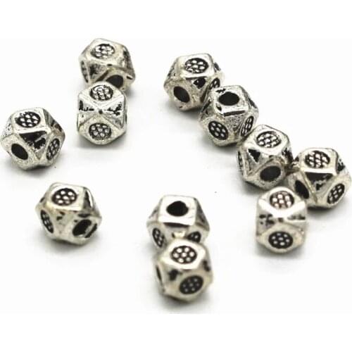 SEA MEW 100 PCS 3.5mm Polygon Tibetan Gold/Silver color Metal Alloy Spacer Beads Hole Beads For Jewelry Making