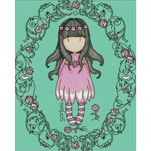 Girl-daisy patterns counted 11CT 14T Cross Stitch Set DIY Chinese Cross-stitch Kit Embroidery Needlework Home Decor
