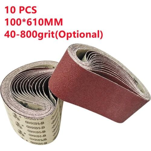The 10pcs 100*610mm Sanding Belts 40-800 Grits Sandpaper Abrasive Bands For Sander Power Rotary Tools Dremel Accessories