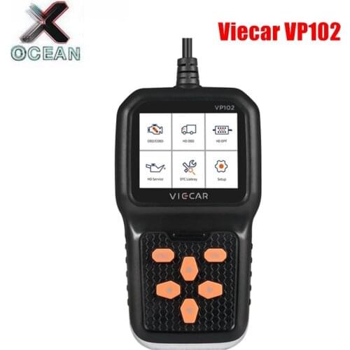 Viecar VP102 OBD2 Code Reader Scanner Supports protocols J1939/ ISO1708 for trucks VP 102 car Diagnostic Tool 2in1 for car/truck