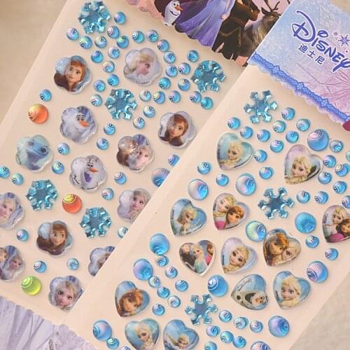 Disney Princess Frozen Anna Elsa Rhinestone Stickers Funny Kids Toys Cute Anime Stickers Cartoon Kawaii Sticker