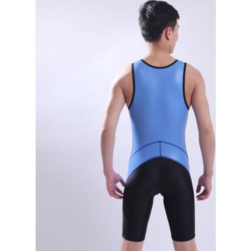 PU fabric Ironman Triathlon Padded Tri Suit Bike Bicycle Cycling Sports Clothing One-Piece Sleeveless Summer Jumpsuits