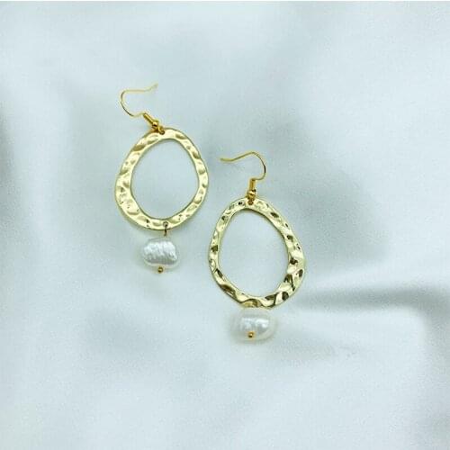 JOUVAL Vinatge Drop Earrings For Women Girl Fashion Simulation Pearl Circle Dangle Brincos Female Party Korean Japan Jewelry