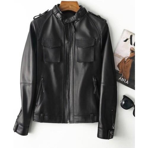 High Quality Real Leather Jacket Women Spring Korean Style 100% Sheepskin Coat Female Biker Jackets 2021 Veste Femme Pph4473