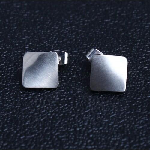OUFEI Stainless Steel Square Fashion Earring Stud Earrings For Women Square Accessories Jewelry Asymmetric Earrings 2019
