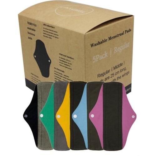 TEBEIYOU Woman Pad Menstrual Reusable Hygiene Sanitary Cloth Period Washable Pad