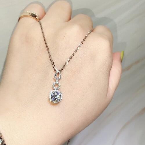 ZHOUYANG 2 Carats Wedding Necklaces For Women AAA+ Cubic Zirconia White Gold Color Choker Chain Pendant Jewelry Wholesale KAN211